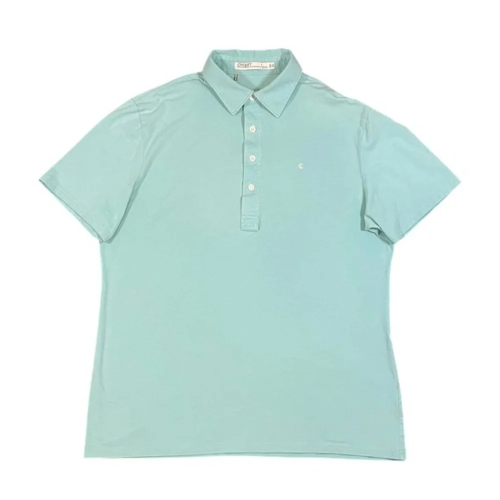 Criquet Mens Performance Polo Shirt Soft Blue Short Sleeve Size‎ L - Picture 2 of 8